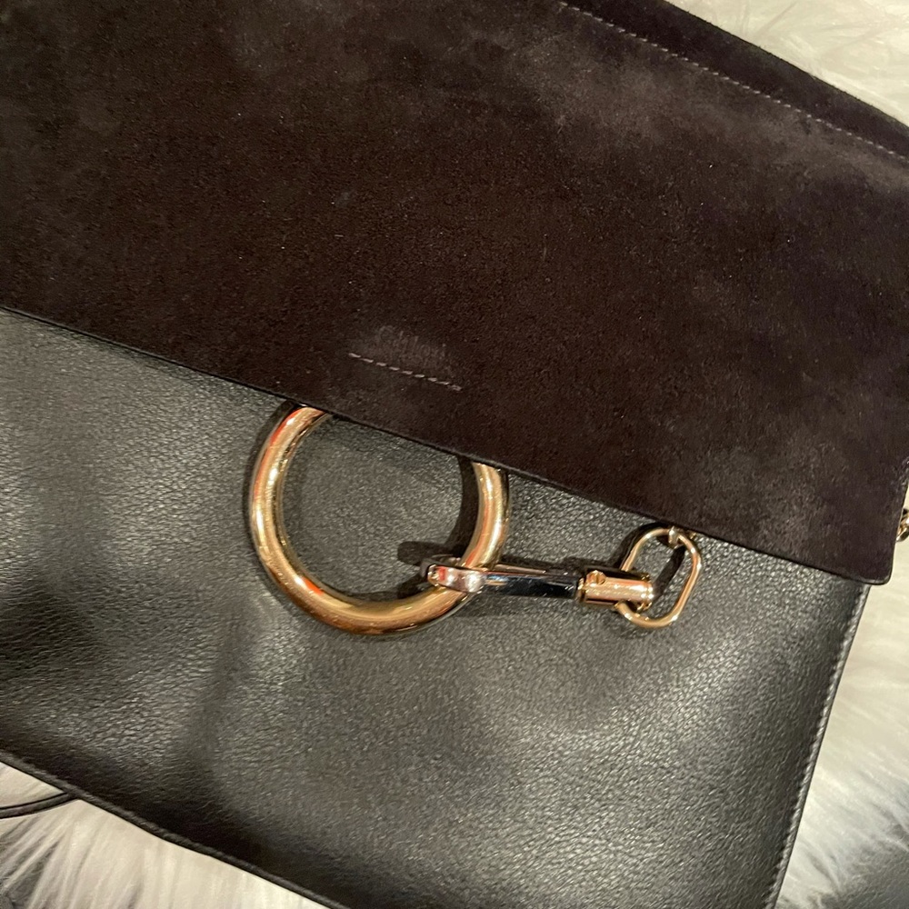 Chloe Suede Medium Faye Shoulder Bag Black